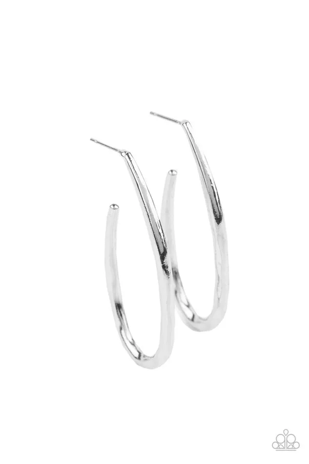 Paparazzi Earring Totally Hooked Silver Paparazzi Jewelry Earrings