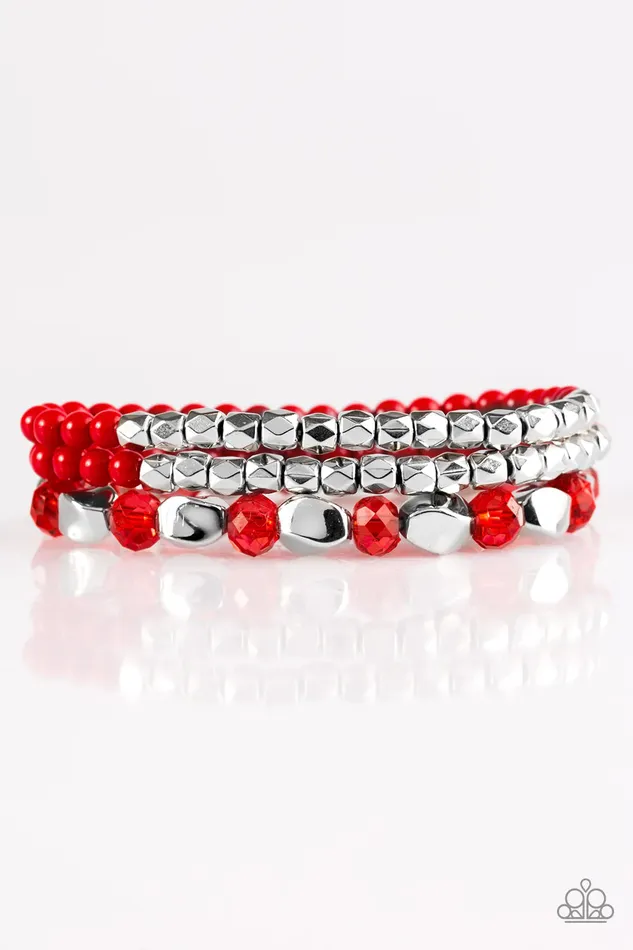 Paparazzi Jewelry Bracelets Paparazzi Bracelet Beaded Bravado Red