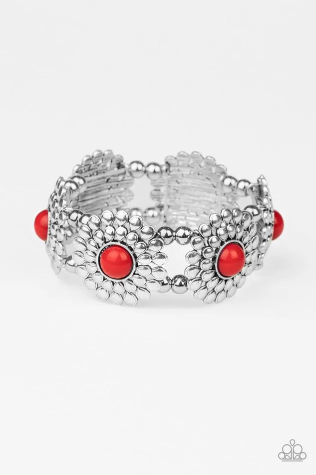 Paparazzi Jewelry Bracelets Paparazzi Bracelet Bountiful Blossoms Red