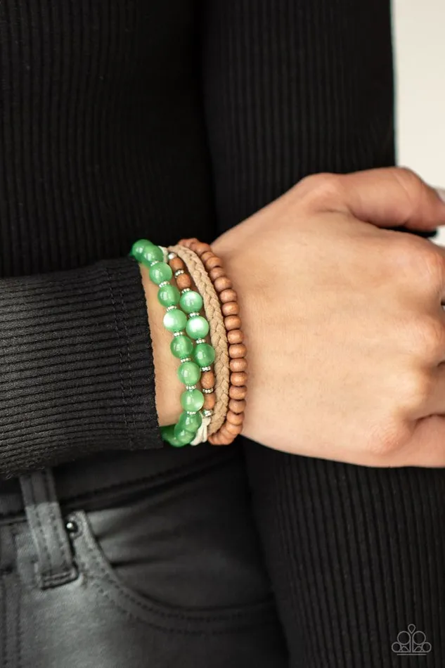Paparazzi Jewelry Bracelets Paparazzi Bracelet Down HOMESPUN Green