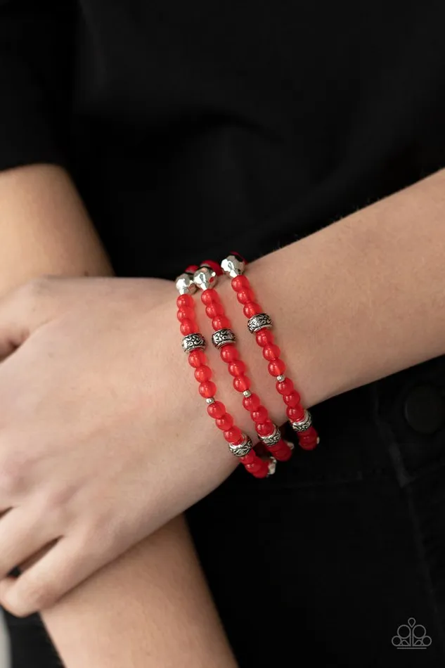 Paparazzi Jewelry Bracelets Paparazzi Bracelet Here to STAYCATION Red
