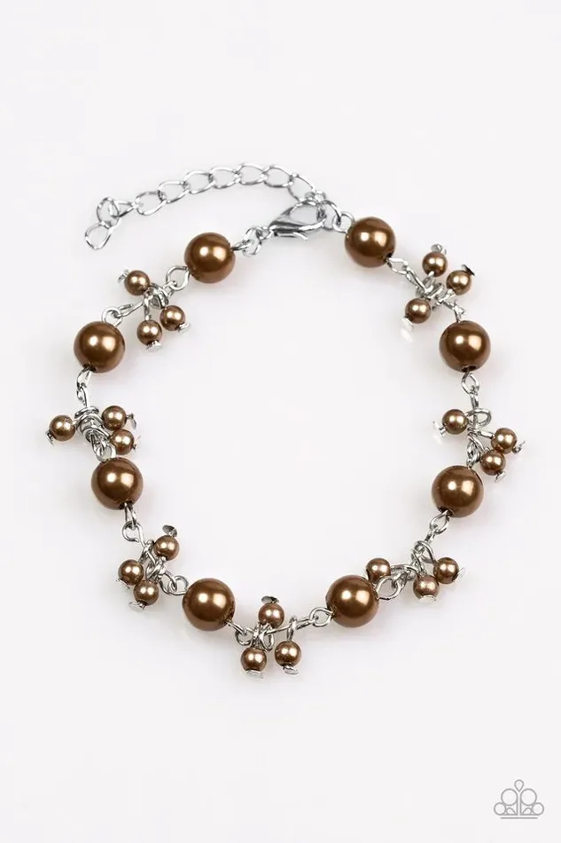 Paparazzi Jewelry Bracelets Paparazzi Bracelet Posh In Pearls Brown