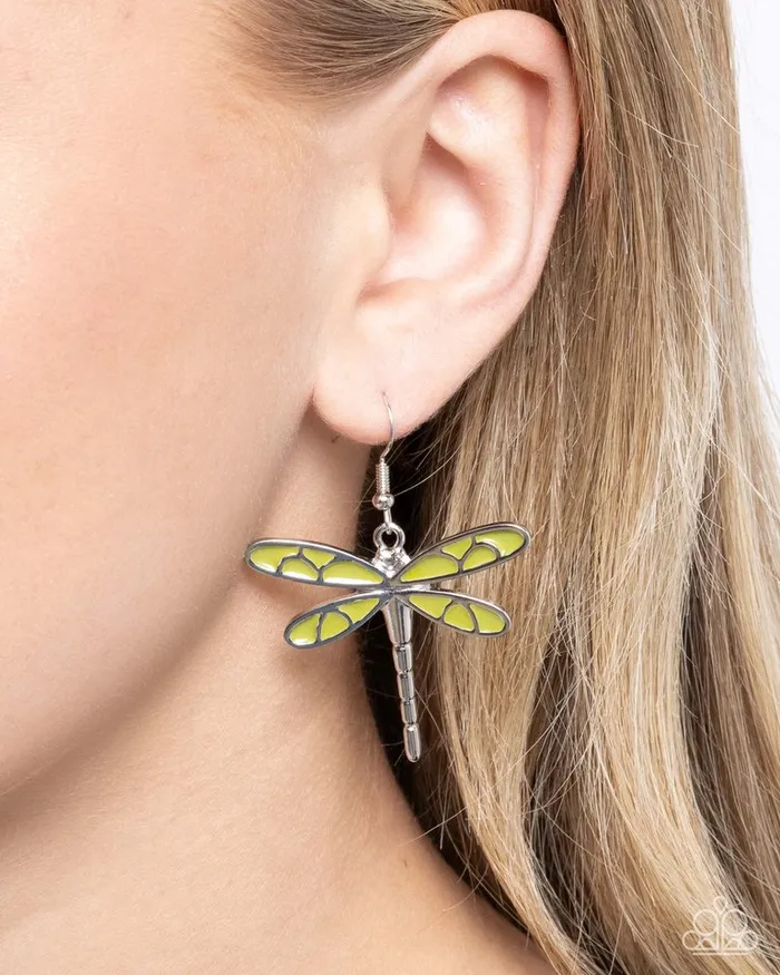 Paparazzi Jewelry Earrings Paparazzi Earring Dragonfly Descent Green