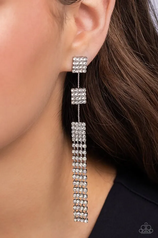 Paparazzi Jewelry Earrings Paparazzi Earring Fiercely FreeFalling White