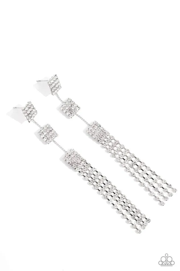 Paparazzi Jewelry Earrings Paparazzi Earring Fiercely FreeFalling White