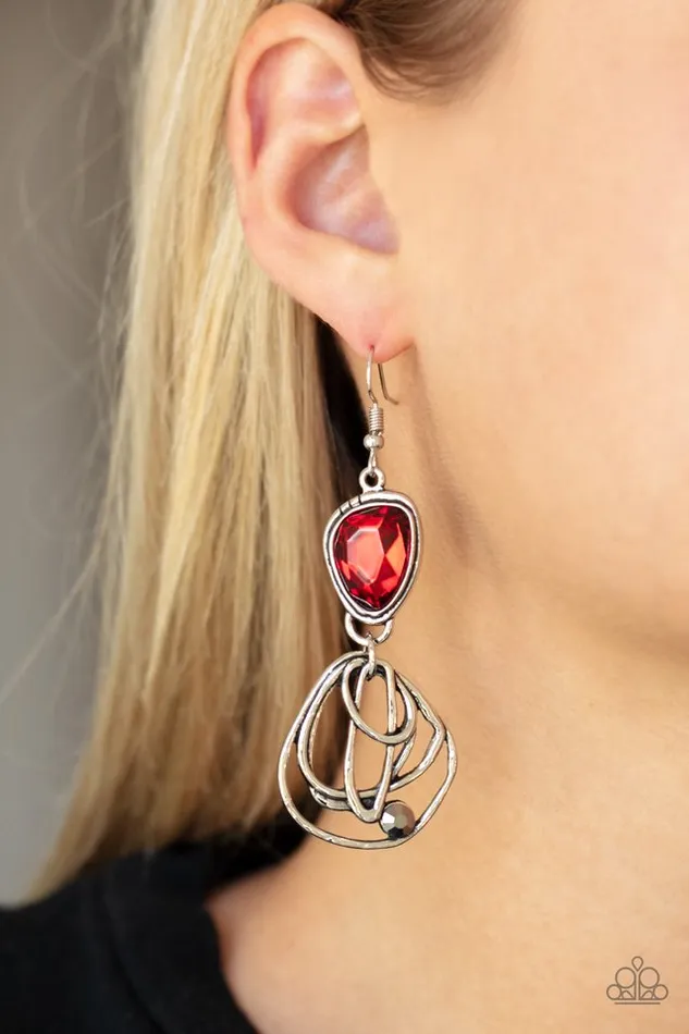 Paparazzi Jewelry Earrings Paparazzi Earring Galactic Drama Red