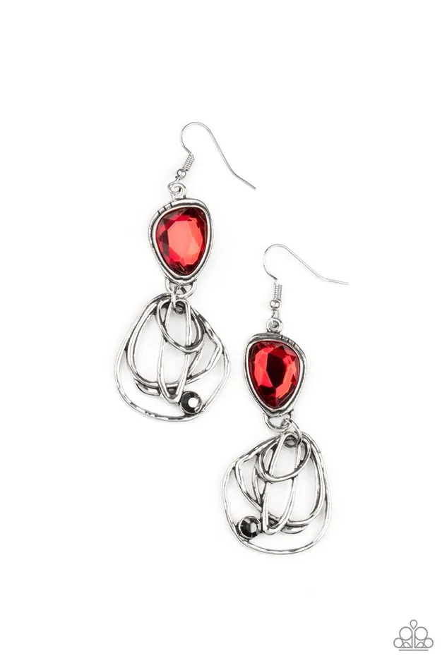 Paparazzi Jewelry Earrings Paparazzi Earring Galactic Drama Red