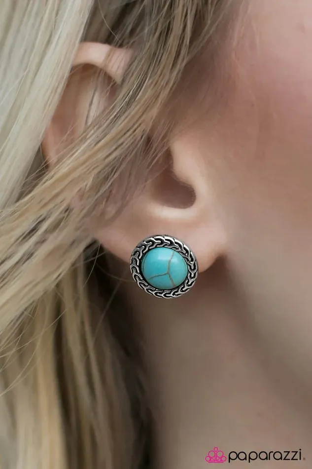 Paparazzi Jewelry Earrings Paparazzi Earring If The Boot Fits Blue