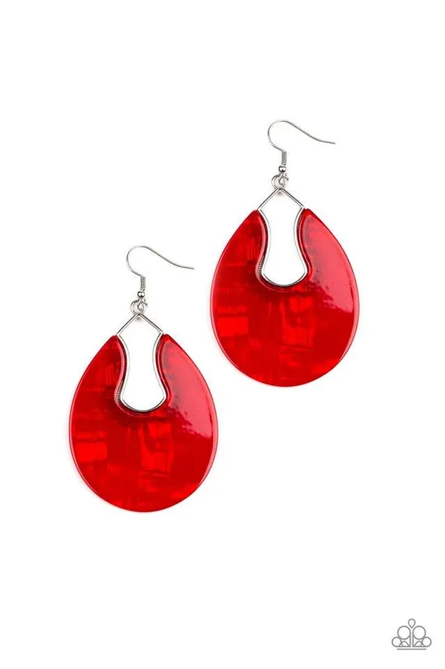 Paparazzi Jewelry Earrings Paparazzi Earring Pool Hopper Red