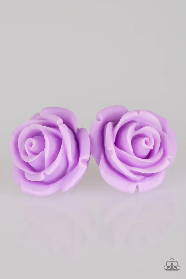 Paparazzi Jewelry Earrings Paparazzi Earring Rose Roulette Purple