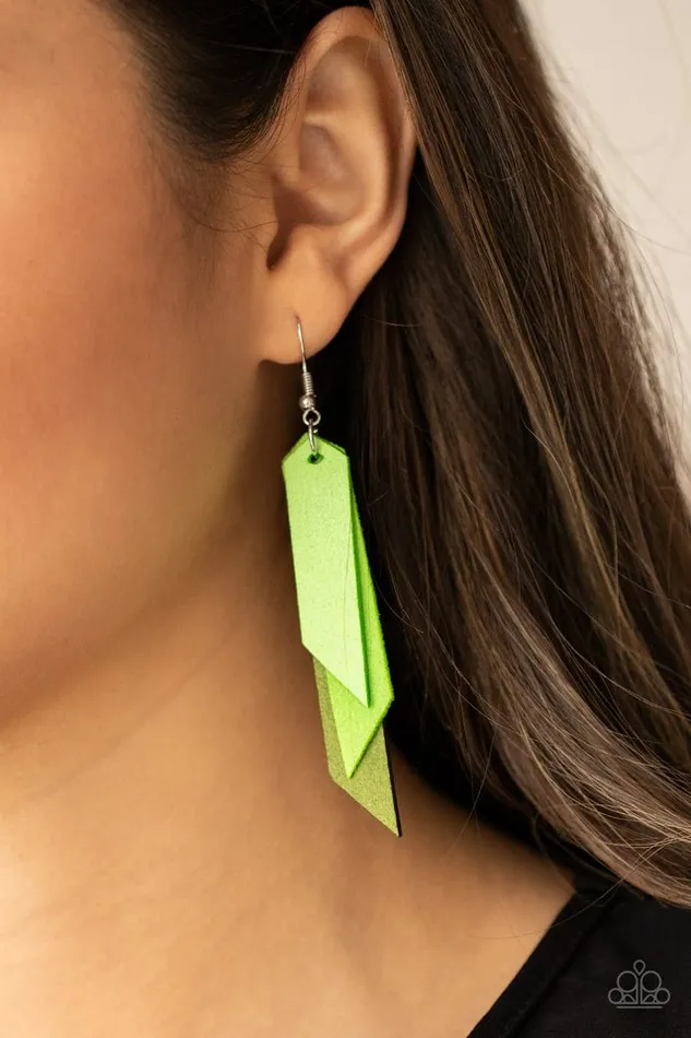 Paparazzi Jewelry Earrings Paparazzi Earring Suede Shade Green