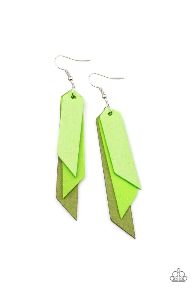 Paparazzi Jewelry Earrings Paparazzi Earring Suede Shade Green