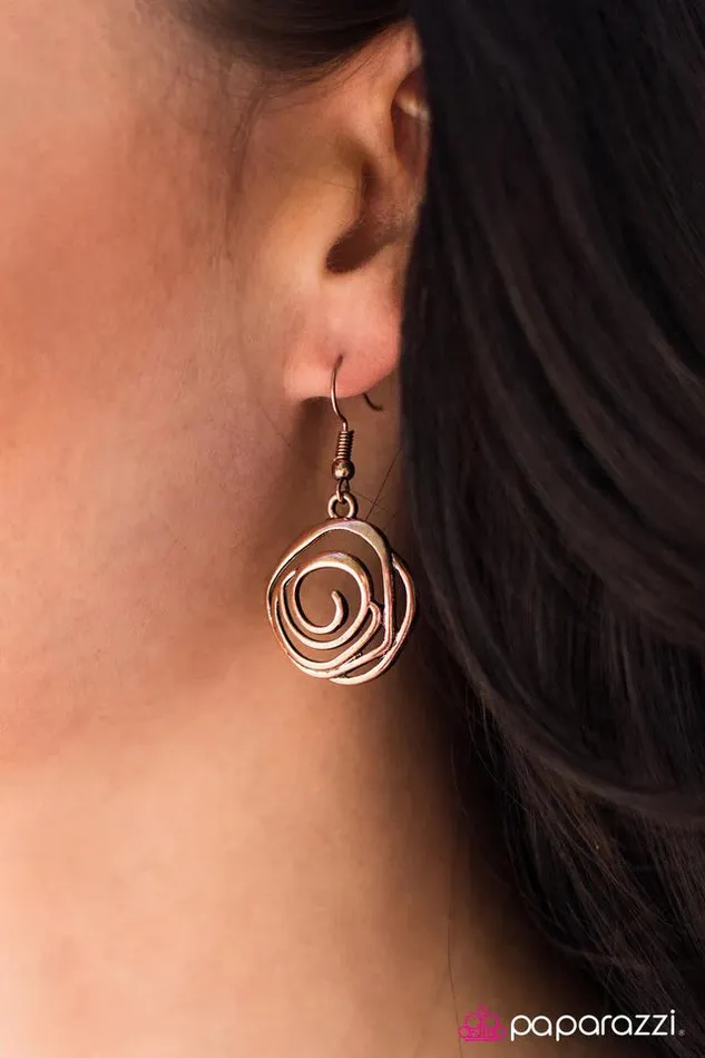 Paparazzi Jewelry Earrings Paparazzi Earring Sweet as Roses Copper