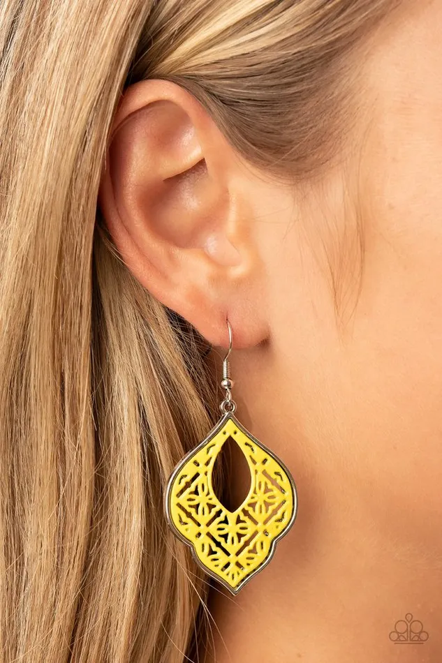 Paparazzi Jewelry Earrings Paparazzi Earring Thessaly Terrace Yellow