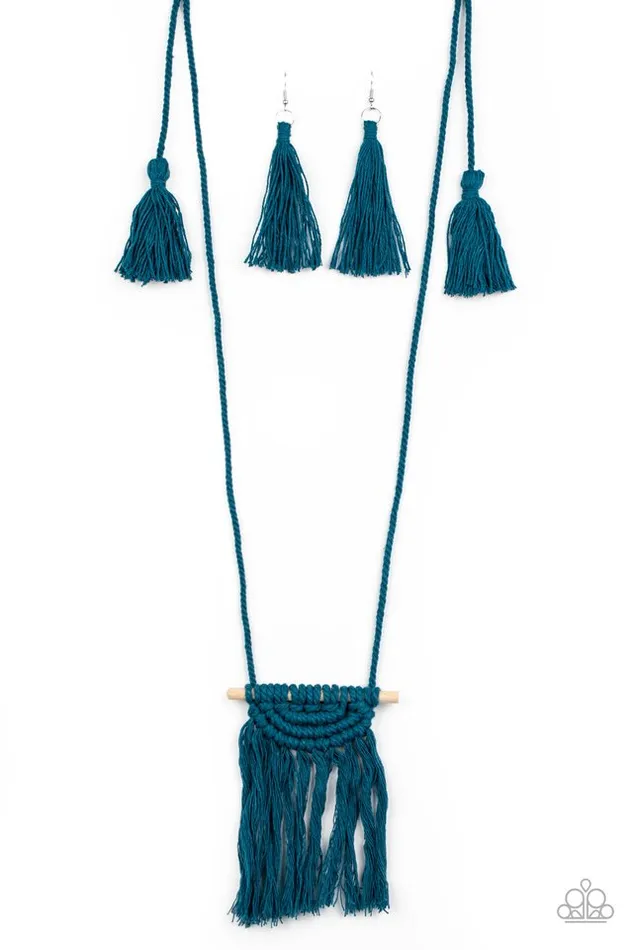 Paparazzi Jewelry Necklaces Paparazzi Necklace Between You and MACRAME Blue Paparazzi Jewelry Necklaces Paparazzi Necklace Between You and MACRAME Blue
