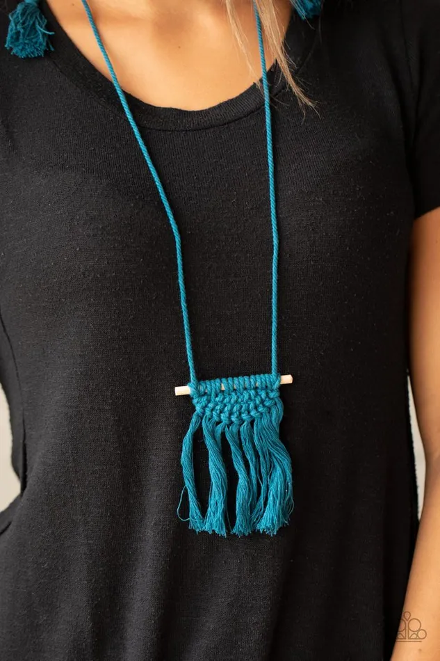 Paparazzi Jewelry Necklaces Paparazzi Necklace Between You and MACRAME Blue Paparazzi Jewelry Necklaces Paparazzi Necklace Between You and MACRAME Blue