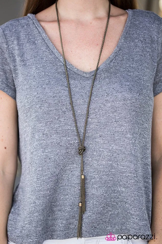 Paparazzi Jewelry Necklaces Paparazzi Necklace I Love You KNOT Brass