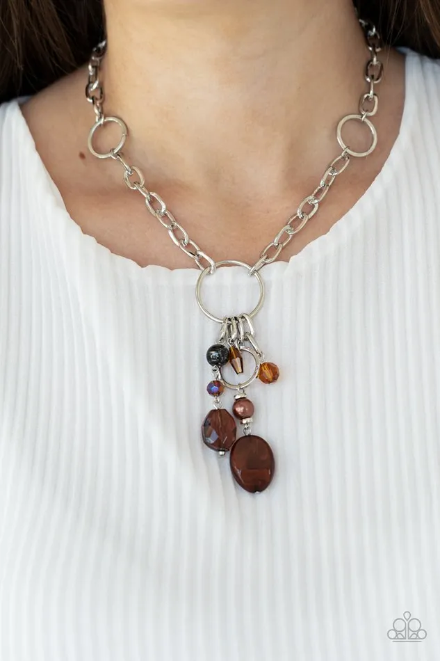 Paparazzi Jewelry Necklaces Paparazzi Necklace Lay Down Your CHARMS Brown