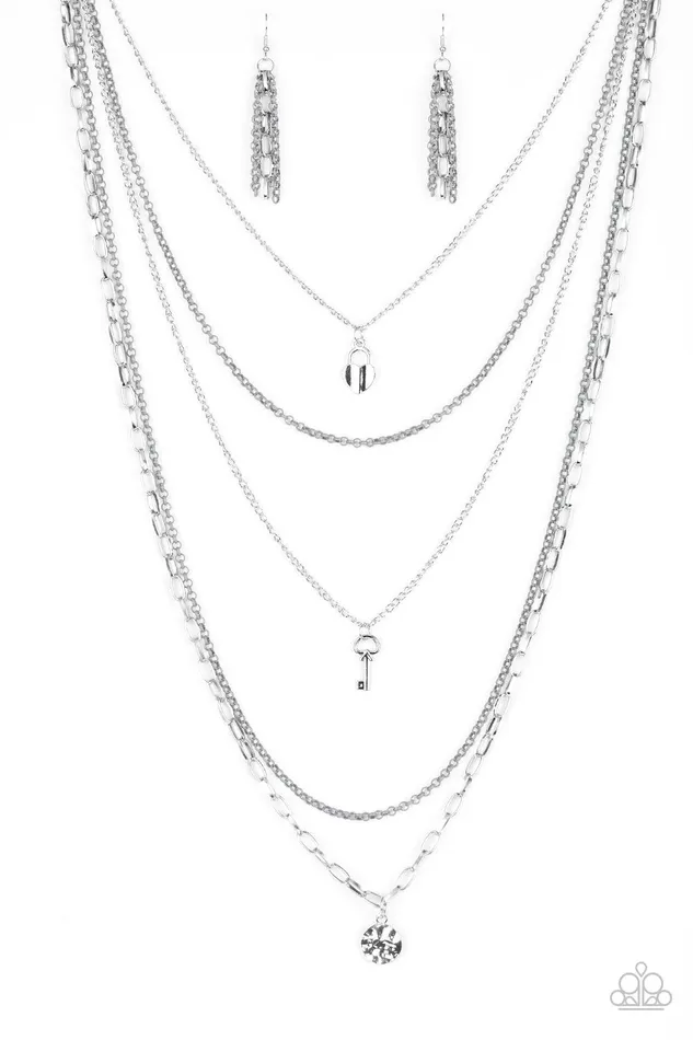 Paparazzi Jewelry Necklaces Paparazzi Necklace Right On Key Silver