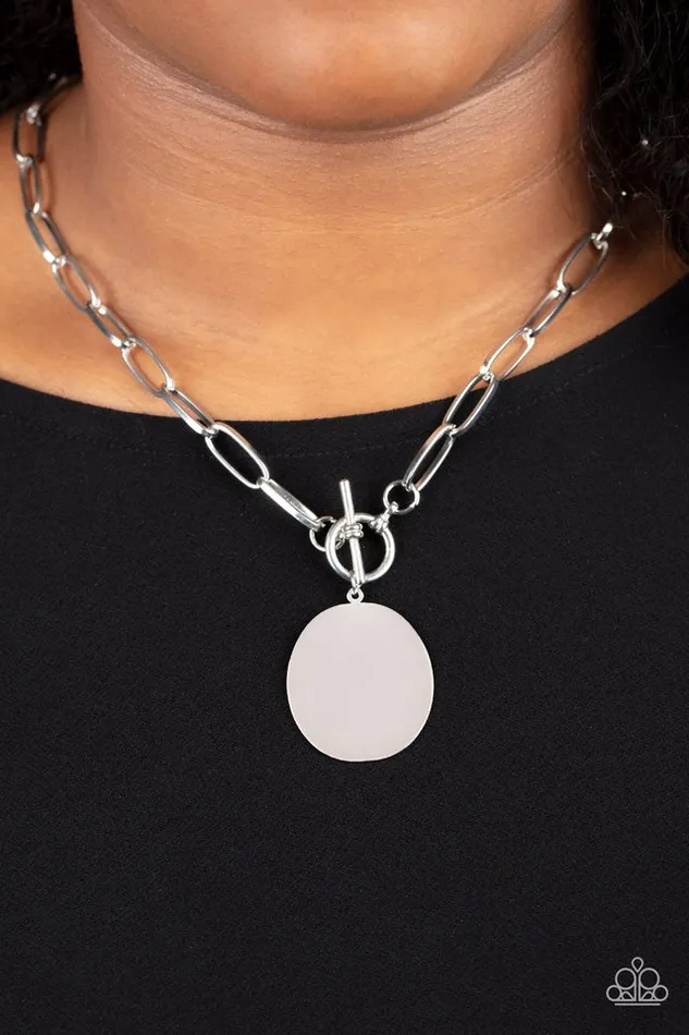 Paparazzi Jewelry Necklaces Paparazzi Necklace Tag Out Silver
