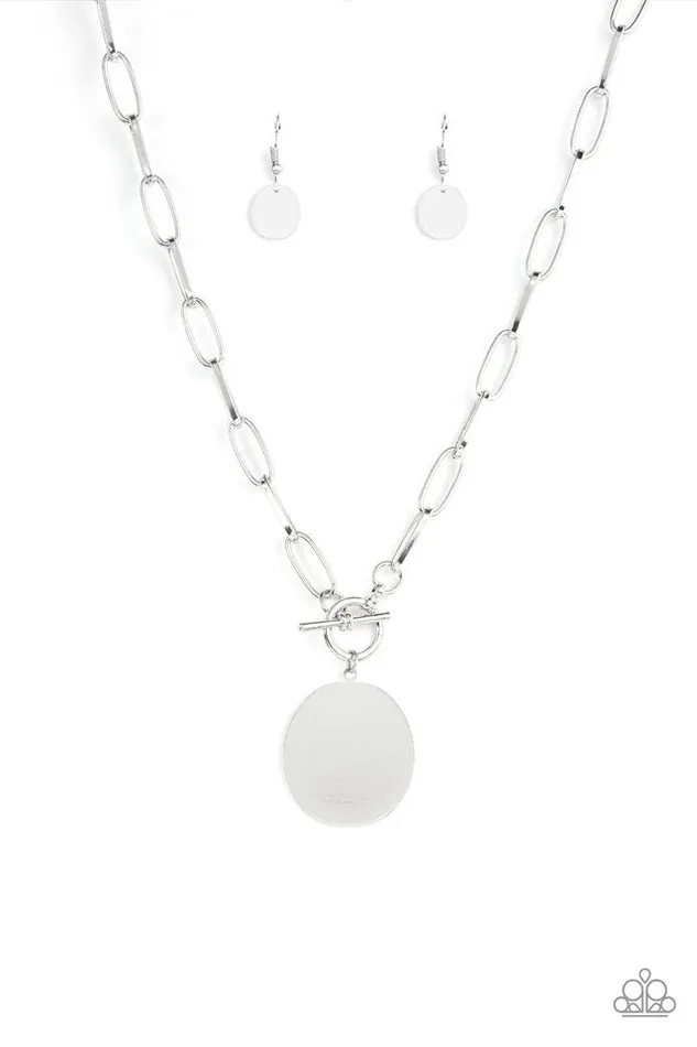 Paparazzi Jewelry Necklaces Paparazzi Necklace Tag Out Silver