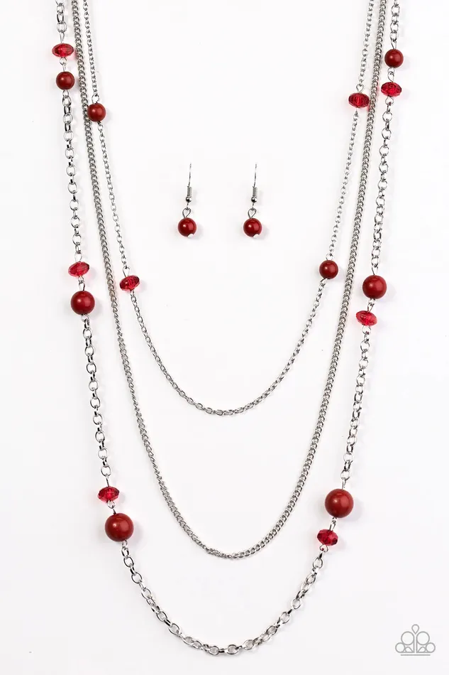 Paparazzi Jewelry Necklaces Paparazzi Necklace Triple Tango Red