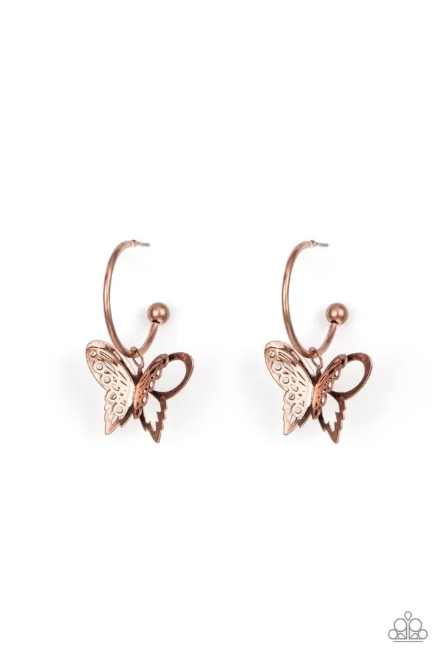 Paparazzi Jewelry Paparazzi Earring Butterfly Freestyle Copper Earrings Paparazzi Jewelry Paparazzi Earring Butterfly Freestyle Copper Earrings