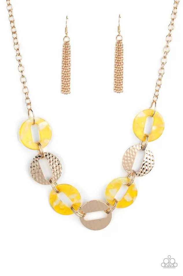 Paparazzi Jewelry Paparazzi Necklace Retro Retrograde Yellow Necklaces