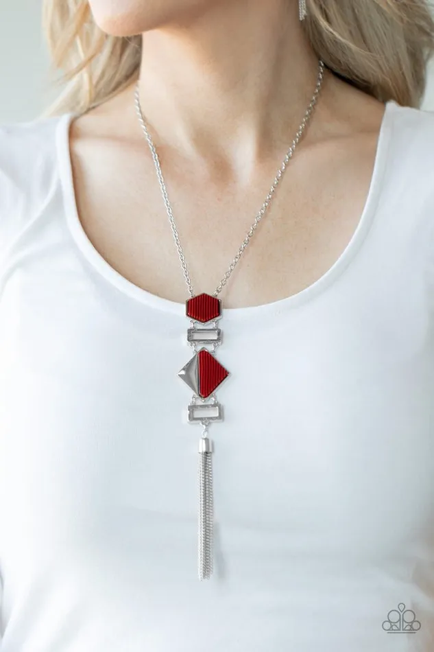 Paparazzi Jewelry Paparazzi Necklace STRIPE Up a Conversation Red Necklaces