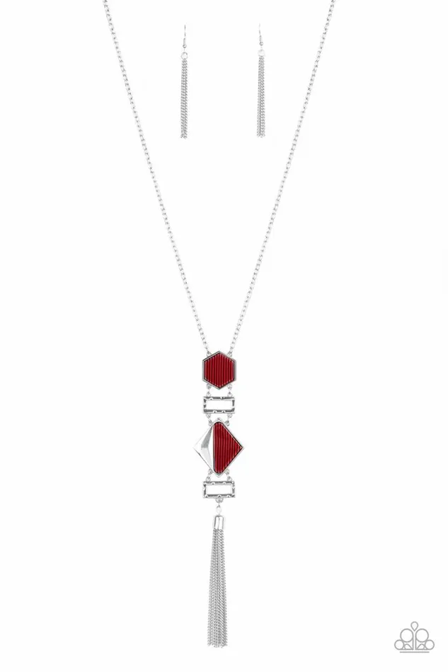Paparazzi Jewelry Paparazzi Necklace STRIPE Up a Conversation Red Necklaces
