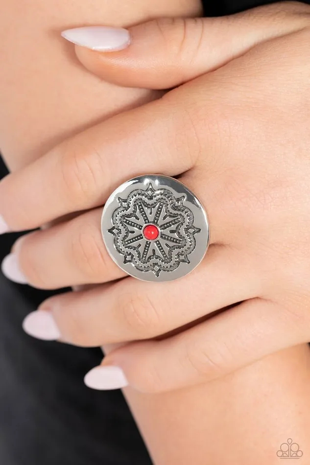 Paparazzi Jewelry Rings Paparazzi Ring Carved Coachella Red