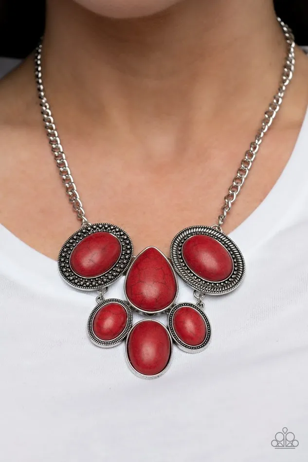 Paparazzi Necklace AllNatural Nostalgia Red Paparazzi Jewelry Necklaces