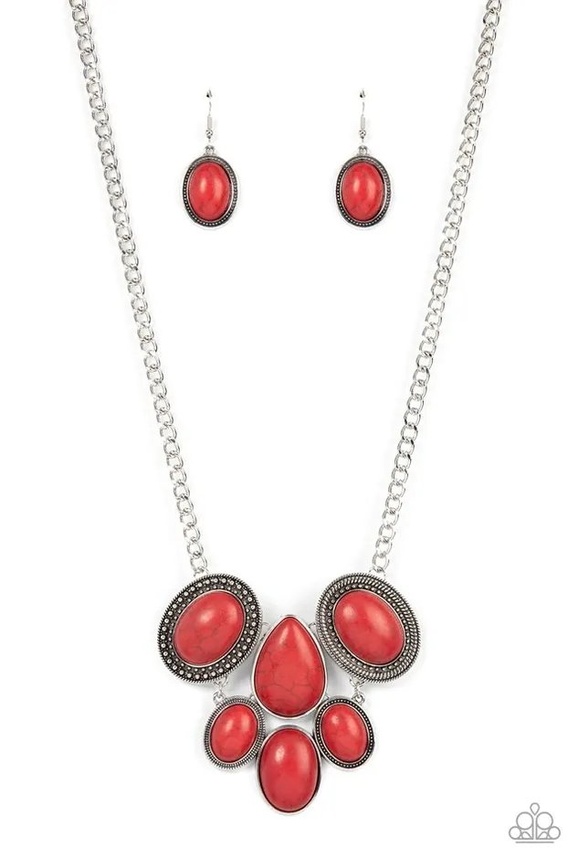 Paparazzi Necklace AllNatural Nostalgia Red Paparazzi Jewelry Necklaces