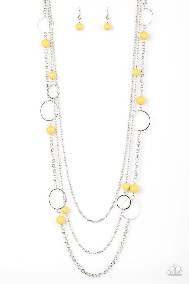 Paparazzi Necklace Beachside Babe Yellow Paparazzi Jewelry Necklaces