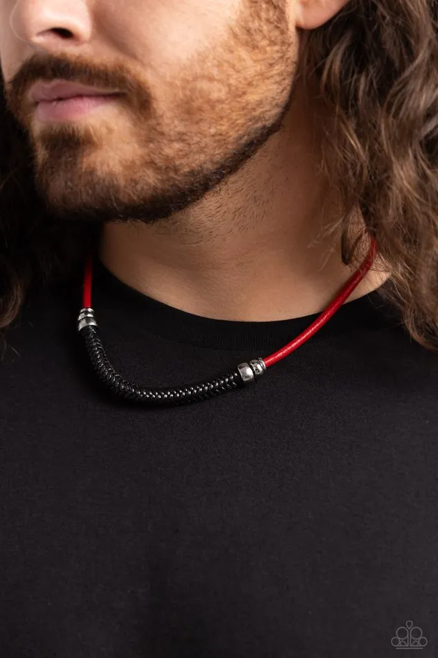 Paparazzi Necklace Corded Chivalry Red Paparazzi Jewelry Necklaces