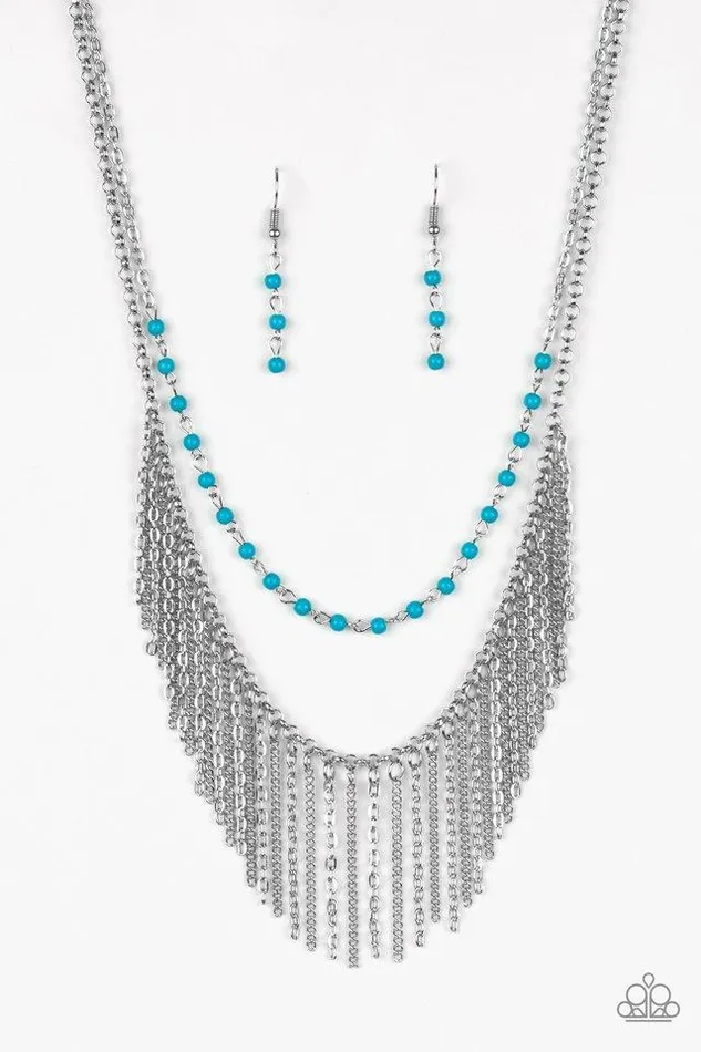 Paparazzi Necklace Fierce In Fringe Blue Paparazzi Jewelry Necklaces