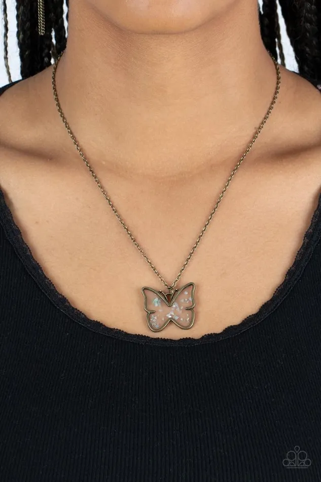 Paparazzi Necklace Gives Me Butterflies Brass Paparazzi Jewelry Necklaces