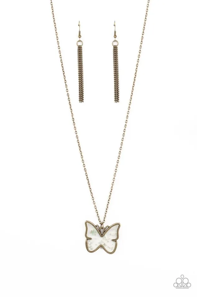 Paparazzi Necklace Gives Me Butterflies Brass Paparazzi Jewelry Necklaces