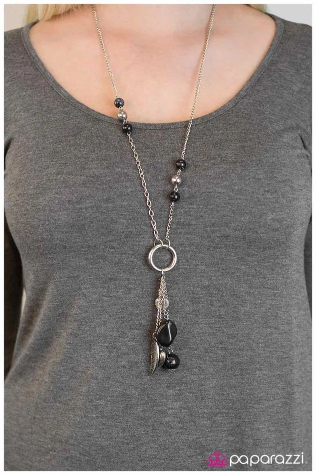 Paparazzi Necklace Hanging By a Moment Black Paparazzi Jewelry Necklaces