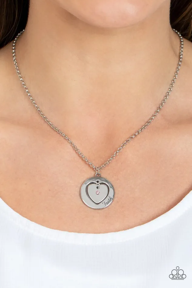 Paparazzi Necklace Heart Full of Faith Pink Paparazzi Jewelry Necklaces