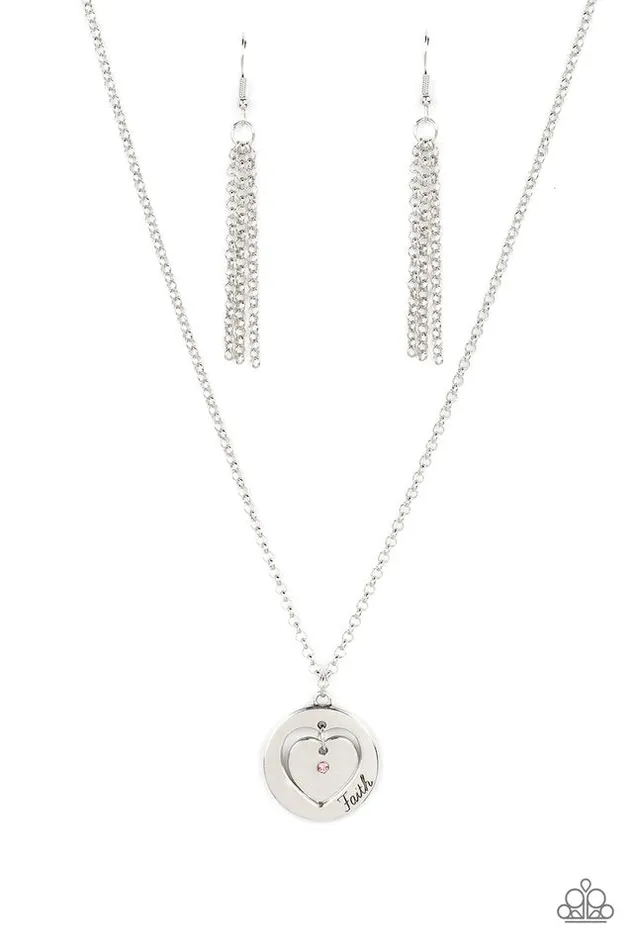 Paparazzi Necklace Heart Full of Faith Pink Paparazzi Jewelry Necklaces