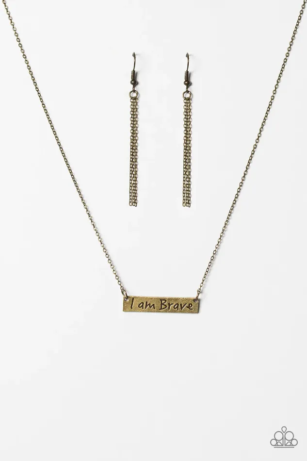 Paparazzi Necklace I Am Brave Brass Paparazzi Jewelry Necklaces