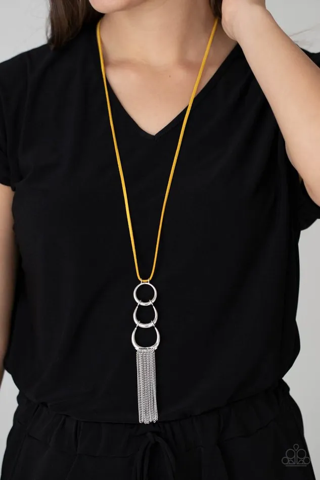 Paparazzi Necklace Industrial Conquest Yellow Paparazzi Jewelry Necklaces