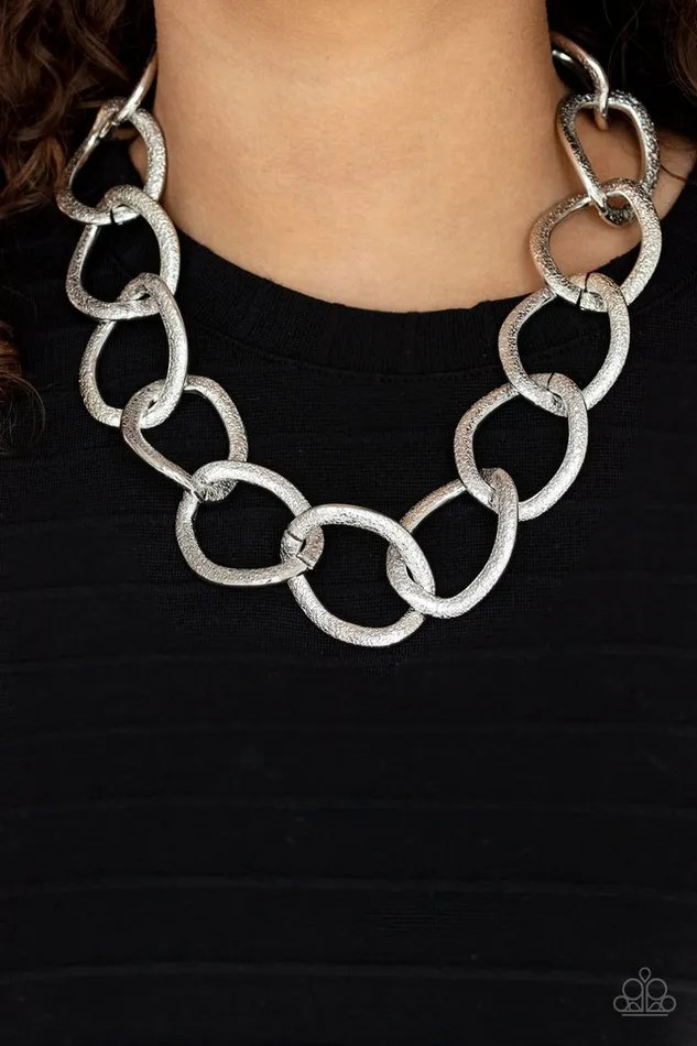 Paparazzi Necklace Industrial Intimidation Silver Paparazzi Jewelry Necklaces