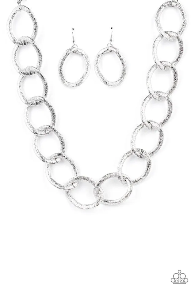 Paparazzi Necklace Industrial Intimidation Silver Paparazzi Jewelry Necklaces