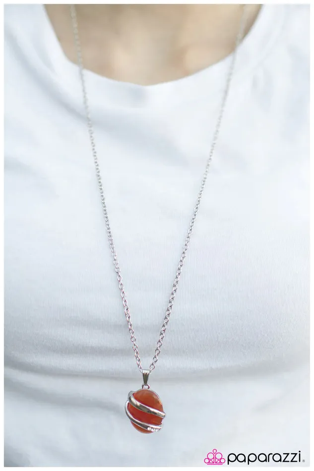 Paparazzi Necklace Keep Stringing You Along Orange Paparazzi Jewelry Necklaces