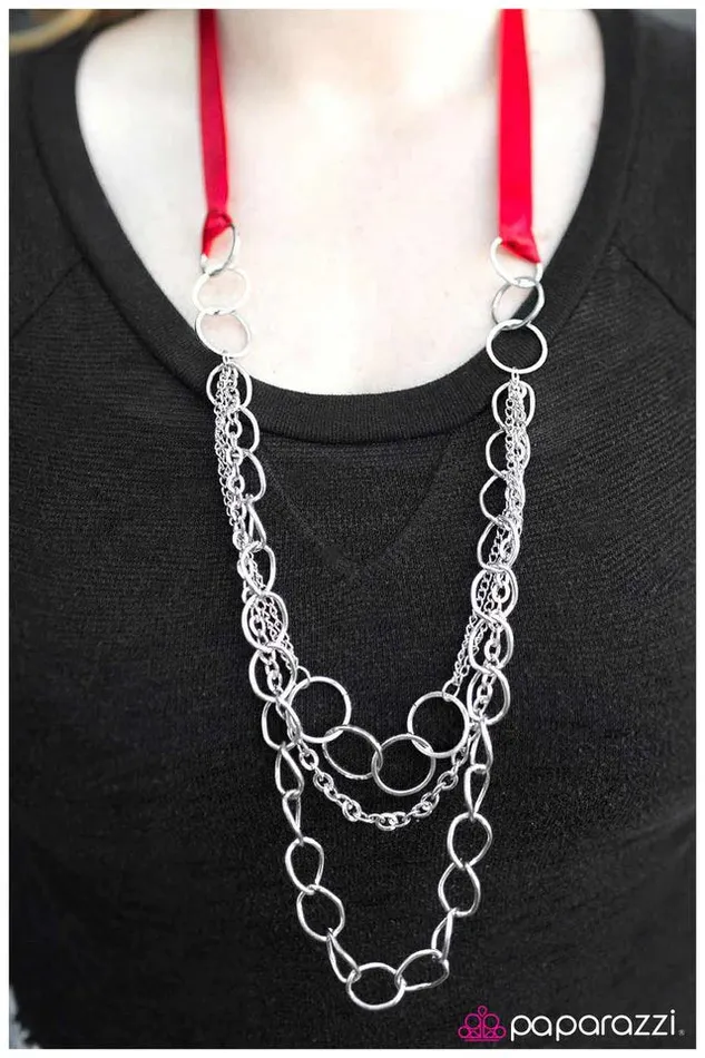 Paparazzi Necklace KNOT So Lady Like Red Paparazzi Jewelry Necklaces