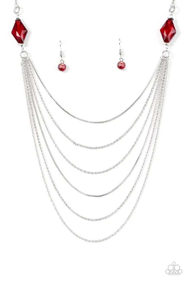 Paparazzi Necklace Rich Beyond Your Wildest GLEAMS Red Paparazzi Jewelry Necklaces