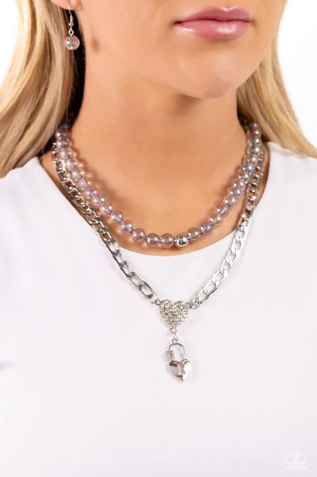 Paparazzi Necklace Turn Back the LOCK Silver Paparazzi Jewelry Necklaces