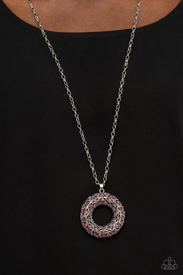 Paparazzi Necklace Wintry Wreath Pink Paparazzi Jewelry Necklaces